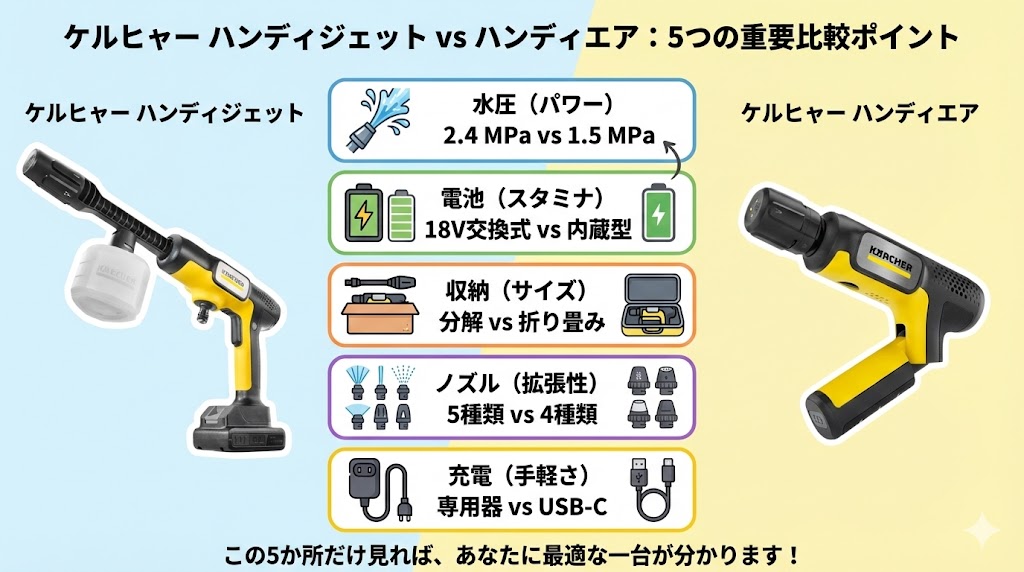 ケルヒャーOC5ハンディジェットとOCハンディエアの違いは5つ！