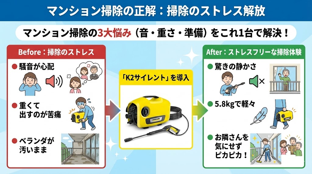ケルヒャーK2サイレントはマンション住まいにぴったり
