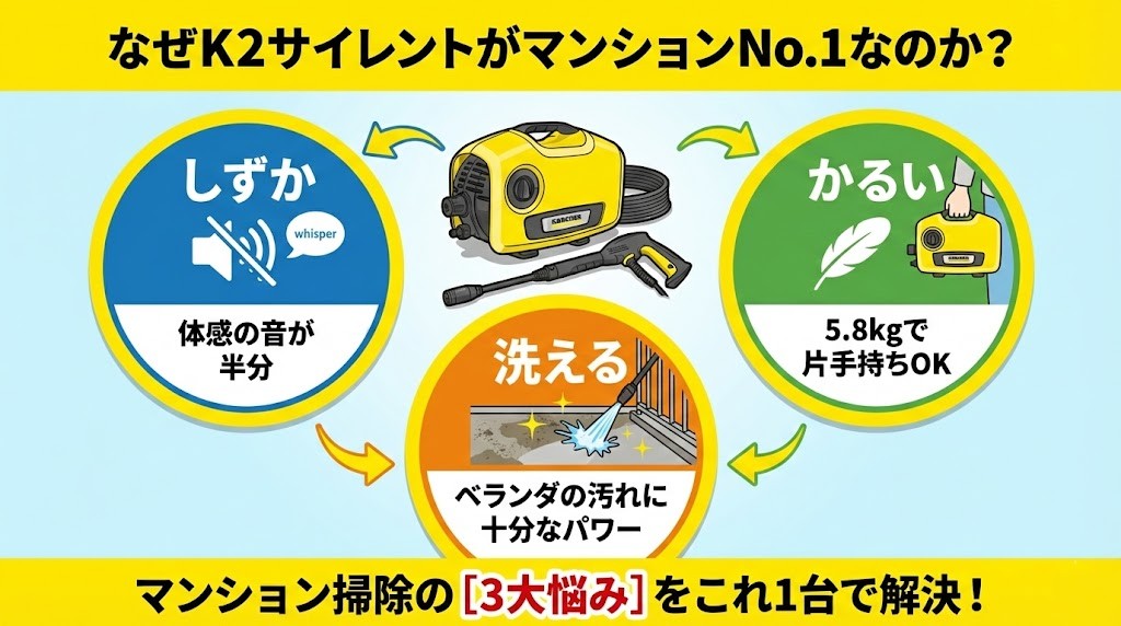 【結論】マンション・アパートならケルヒャーK2サイレントで間違いなし！