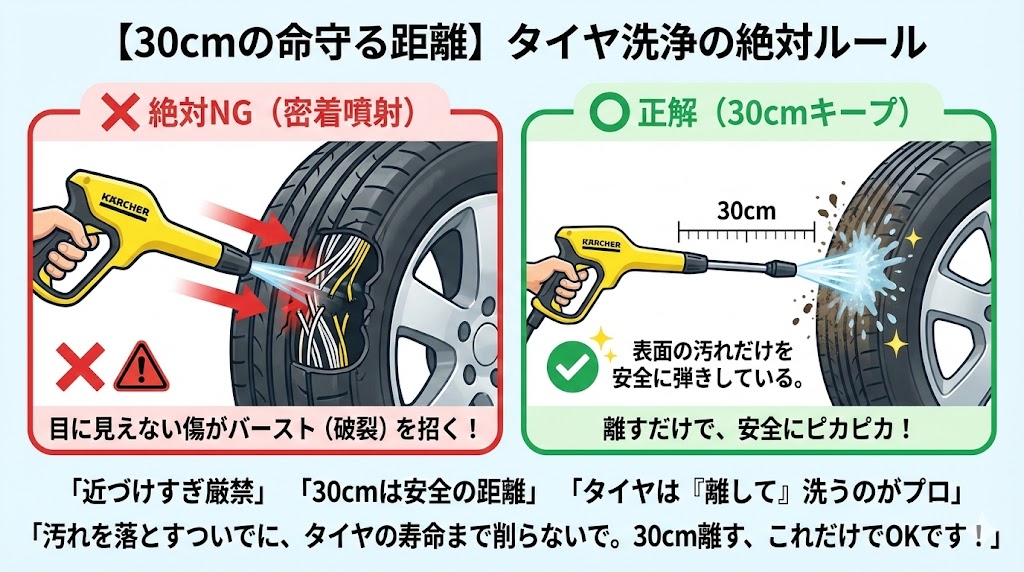 高圧洗浄でタイヤ破損！こんなやらかしに注意！