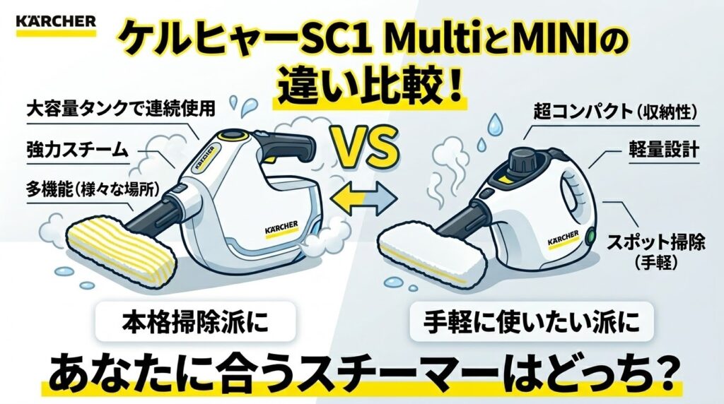 ケルヒャーSC1 MultiとMINIの違い比較！あなたに合うスチーマーはどっち？