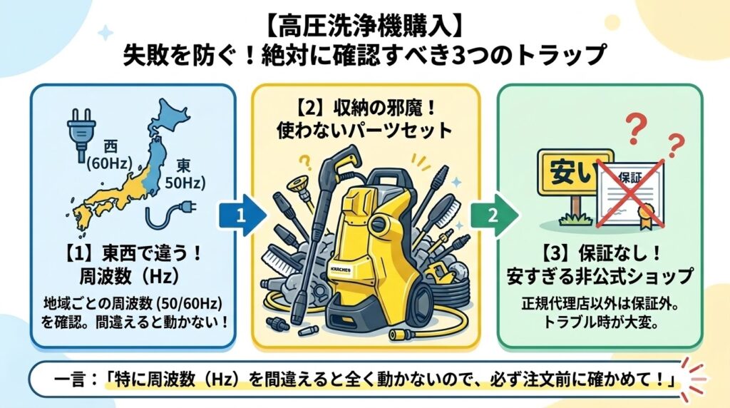 ケルヒャーK3サイレントプラスで後悔しないための3つの注意点