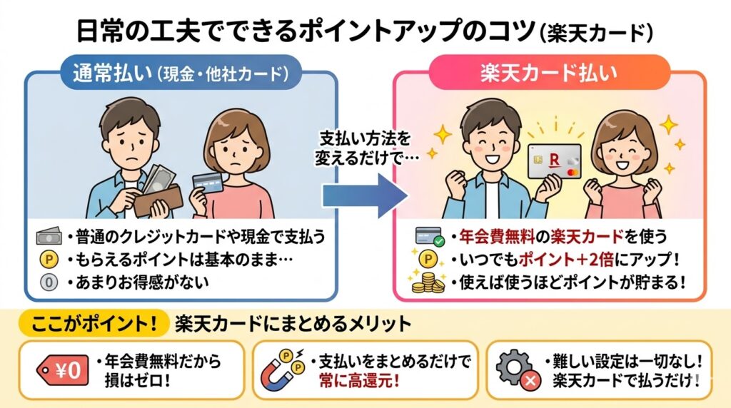楽天市場　日常の工夫でできるポイントアップのコツ