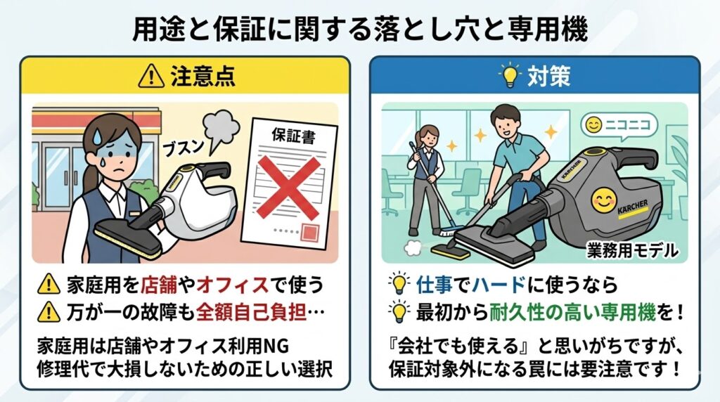 ケルヒャー用途と保証に関する注意点