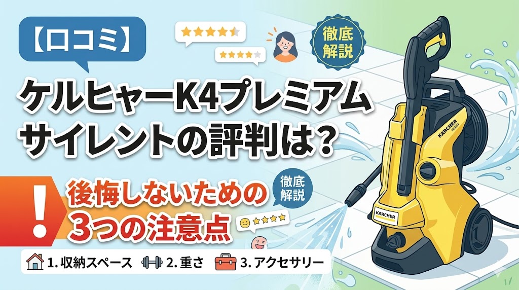 【口コミ】ケルヒャーK4プレミアムサイレントの評判は？後悔しないための3つの注意点