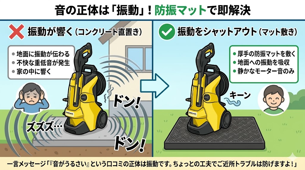 ケルヒャーK4プレミアムサイレント
悪い口コミ　振動が響く