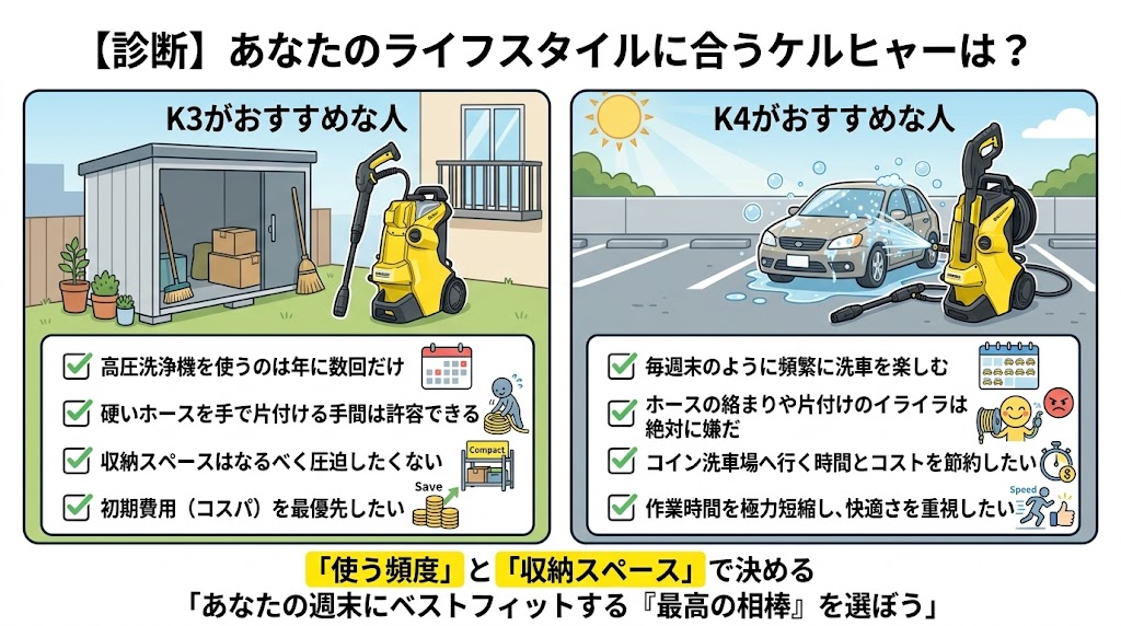 ケルヒャー　K3　K4　ライフスタイル別比較図