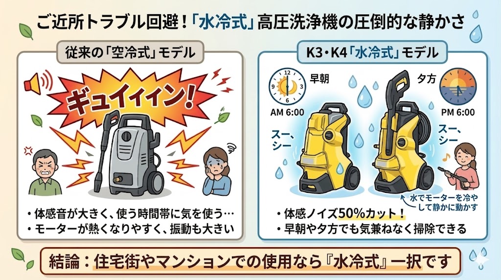 ケルヒャー　K3　K4　水冷式モーターの解説図