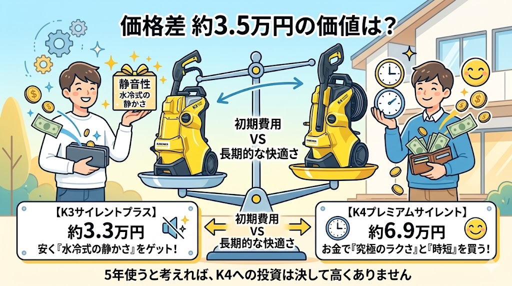 ケルヒャー　K3　K4価格の違い　比較図