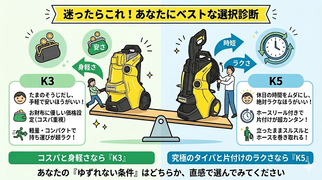 ケルヒャーK3とK5どっち　比較診断図
