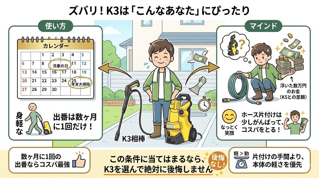 K3がおすすめなのは「軽さ重視の戸建て」の人 