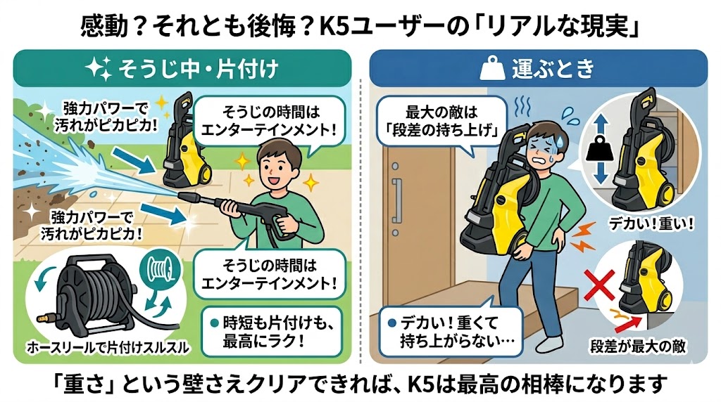 プロが辛口評価！ケルヒャーK5は重すぎて使わなくなるって本当？