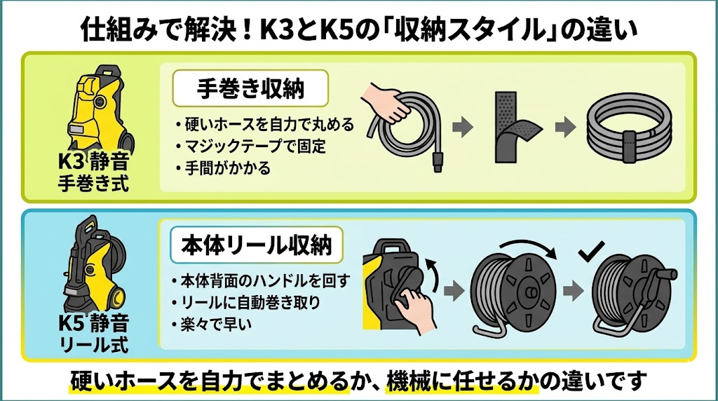 片付けリール　K3　K5比較図