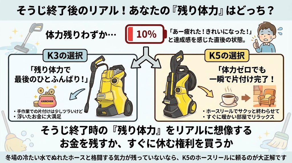 掃除おわりの「残り体力」を想像する