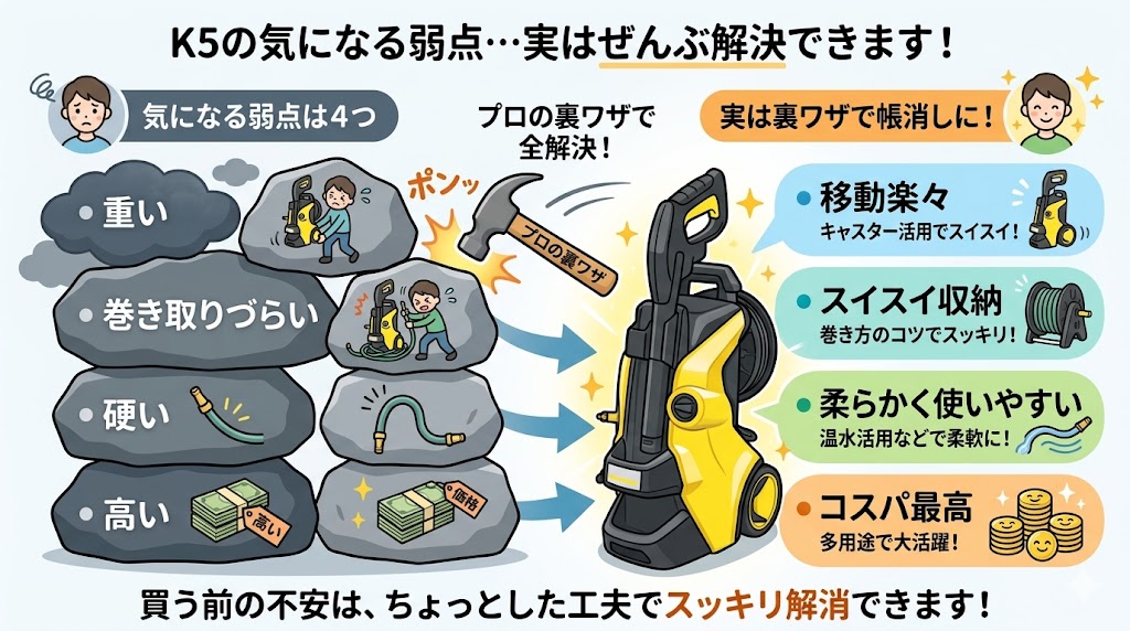 ケルヒャーK5プレミアムサイレントの悪い口コミ・デメリット