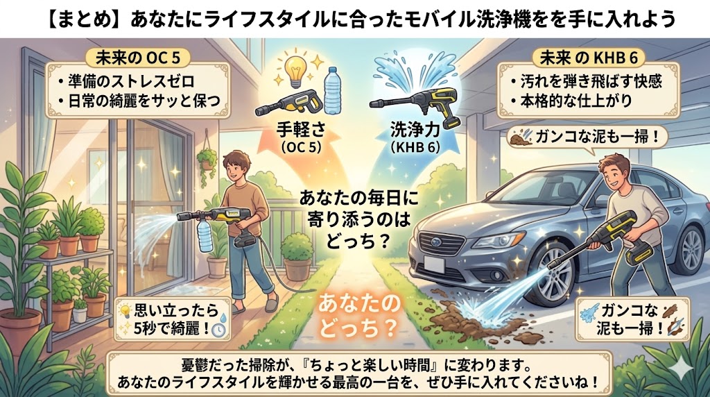 【まとめ】あなたにライフスタイルに合ったモバイル洗浄機を手に入れよう