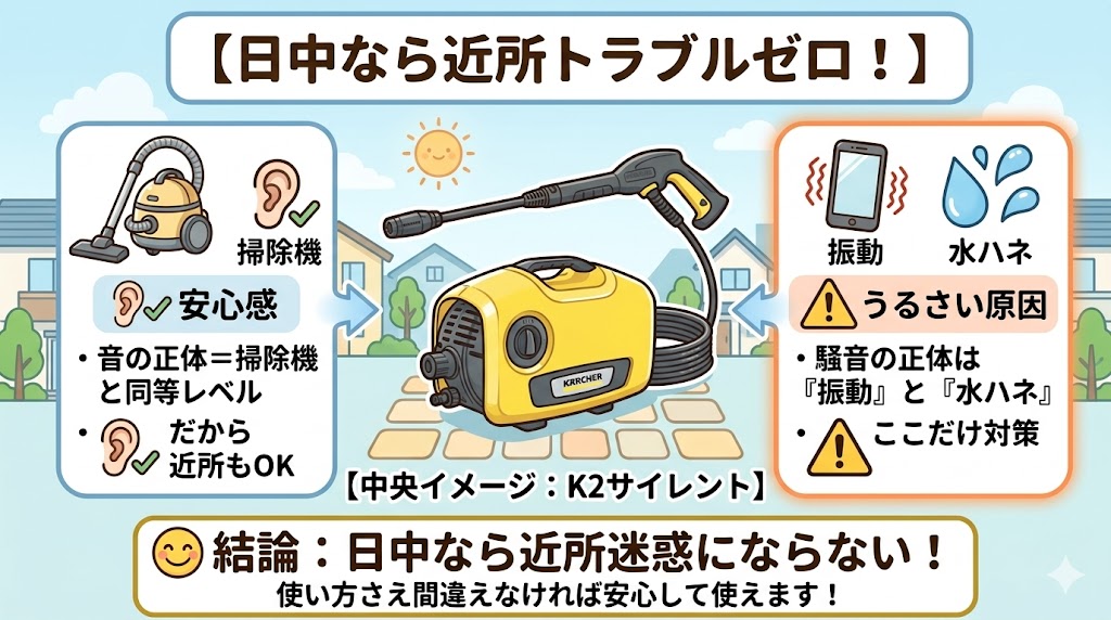 K2サイレントは日中なら近所迷惑にならない