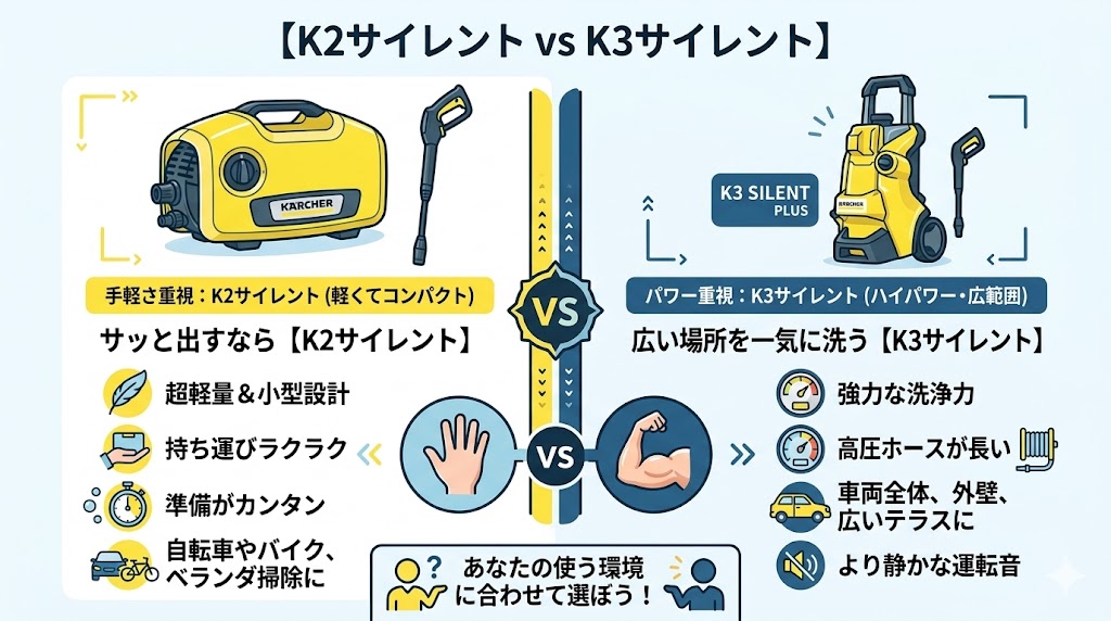 K2サイレントと上位モデルK3サイレントの比較