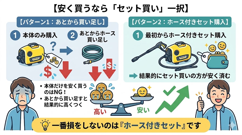 K2サイレントを安く買うならホース付きセット一択
