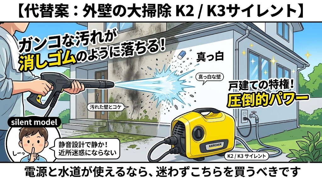 外壁掃除に最適なK2・K3サイレントの紹介