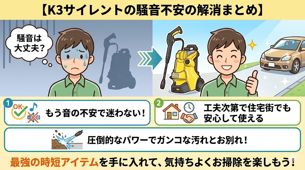 K3サイレントの騒音不安を解消し安心して使えることのまとめ