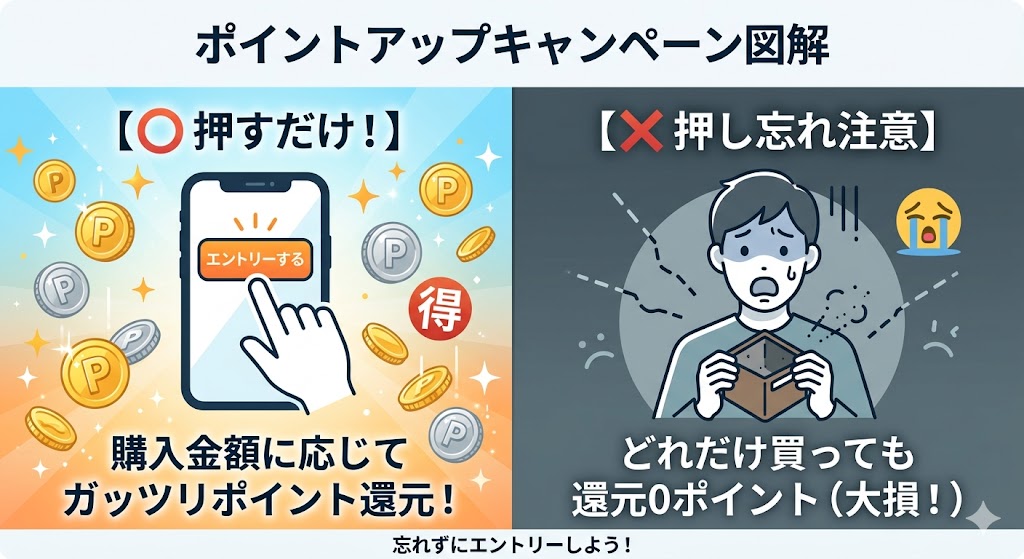 ポイントアップキャンペーンに必ずエントリーする