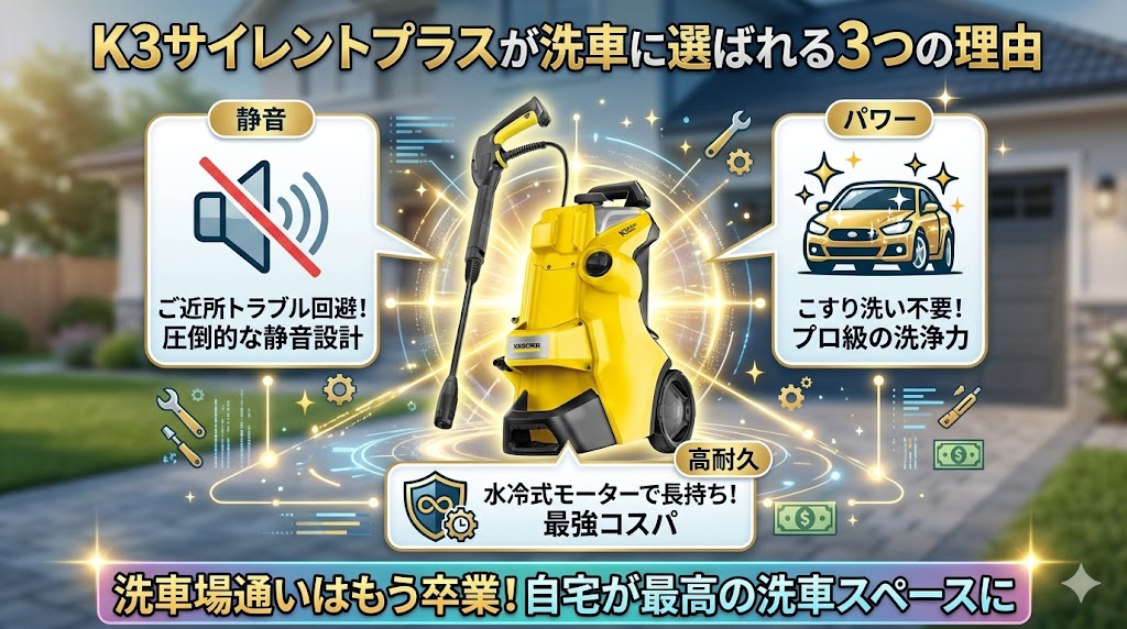 K3サイレントプラスが洗車に選ばれる3つの理由